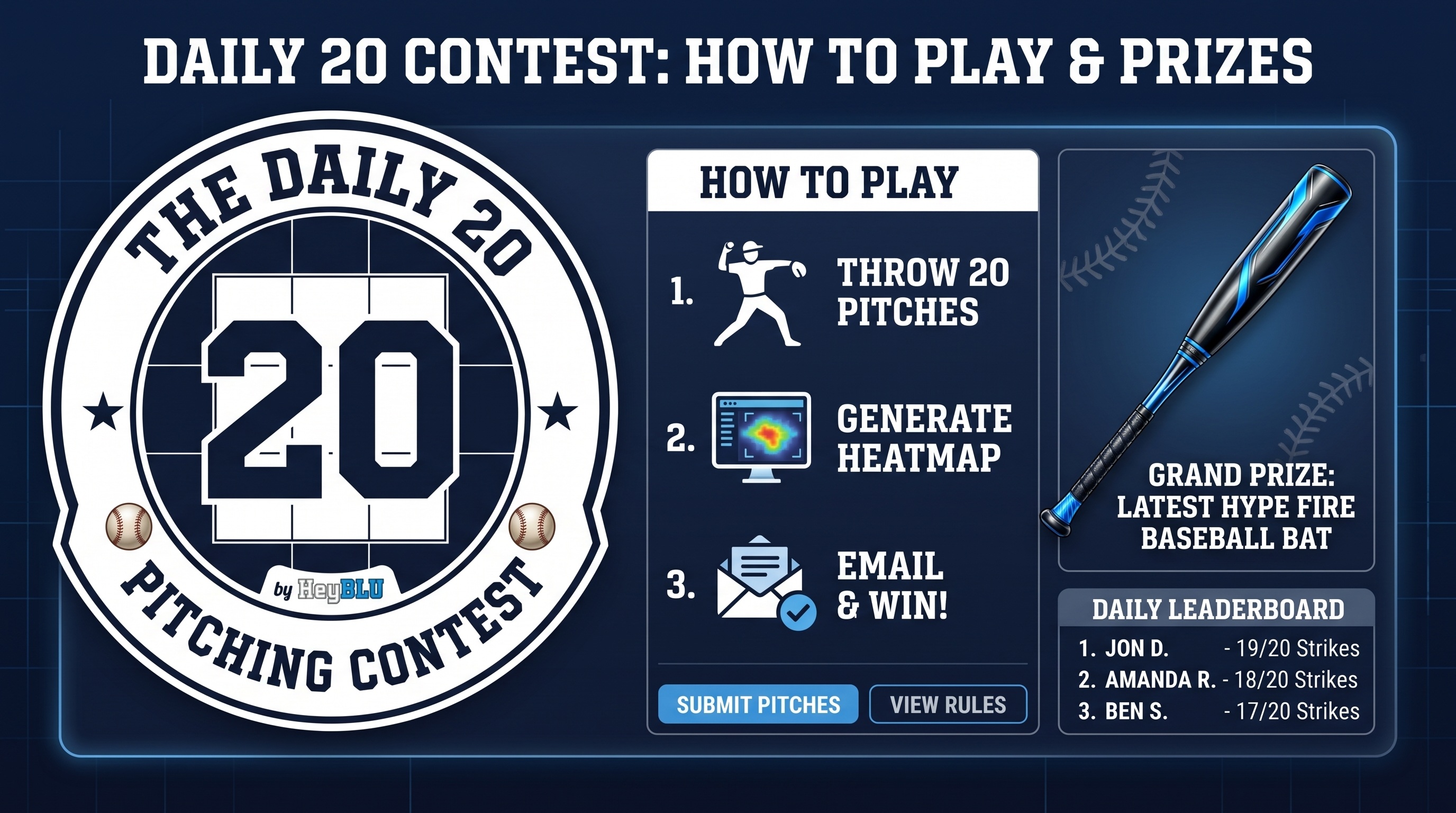 Daily 20 contest: throw 20 pitches, email your heatmap, win prizes