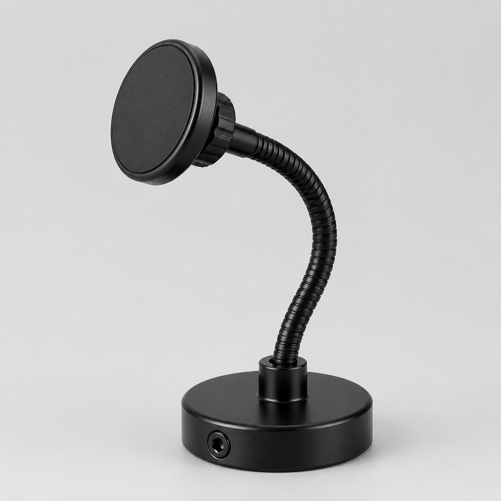 Magnetic gooseneck phone mount for fence